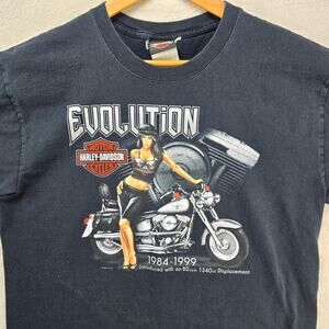 Harley Davidson Evolution Shirt Mens Large Black 1984-1999 Pin Up Girl Idaho Y2K